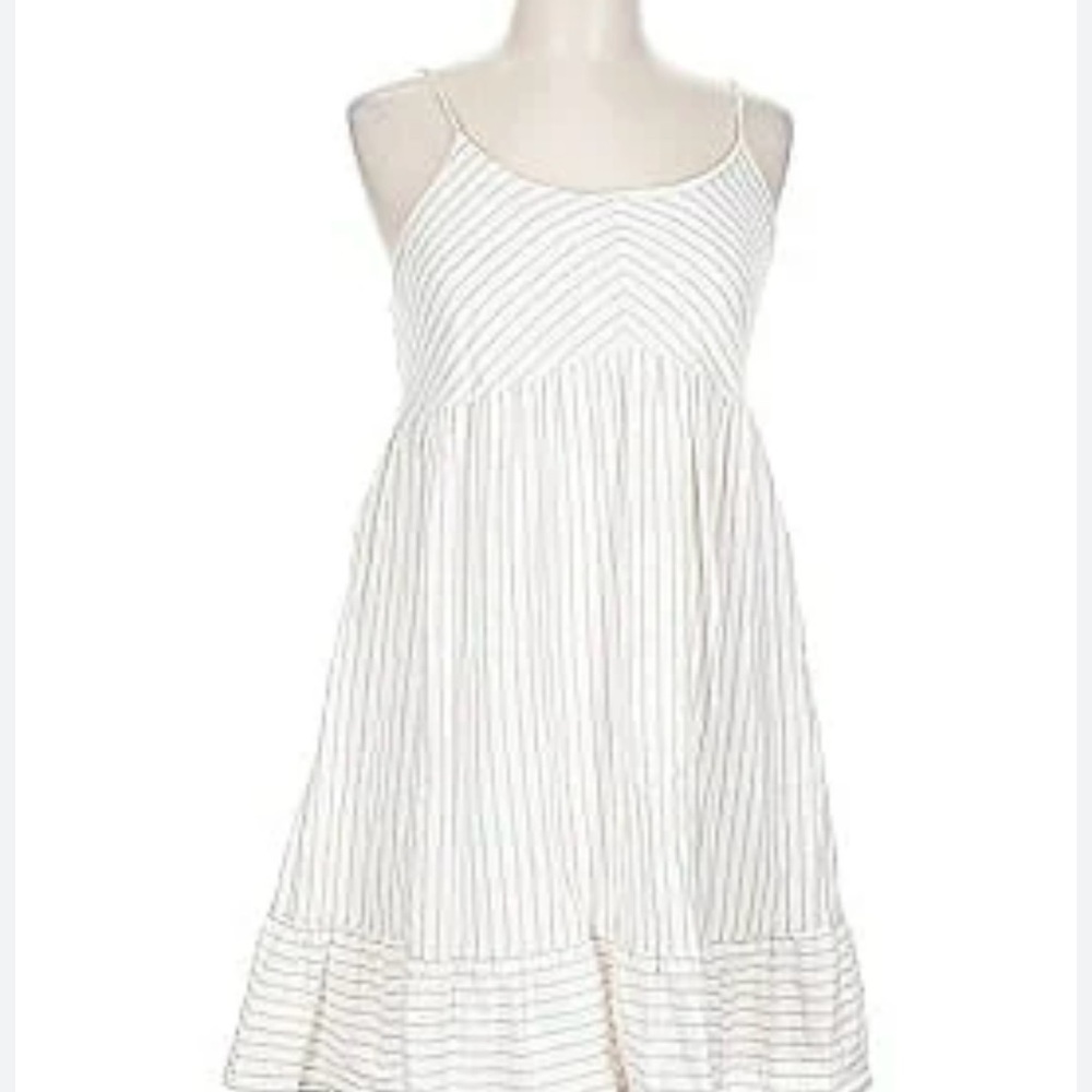 Altar'd State White and Tan Striped Mini Dress